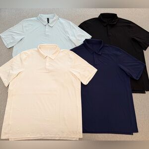 Lululemon Logo Sport Polo Shirts Mens XL White Blue Black Lot of 4